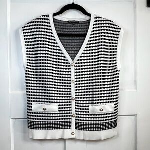 Adrianna Papell Monochrome Black & White Knit Vest
